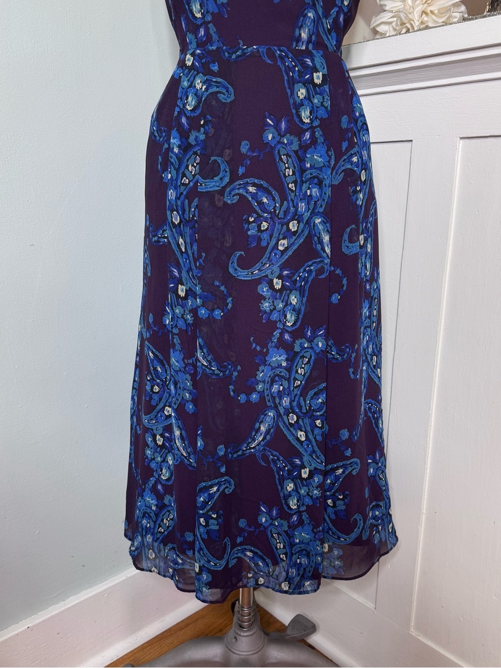 CAbi Treasure Dress Style 3461 Paisley Floral Chiffon Midi Dress Size 12 - Picture 5 of 12